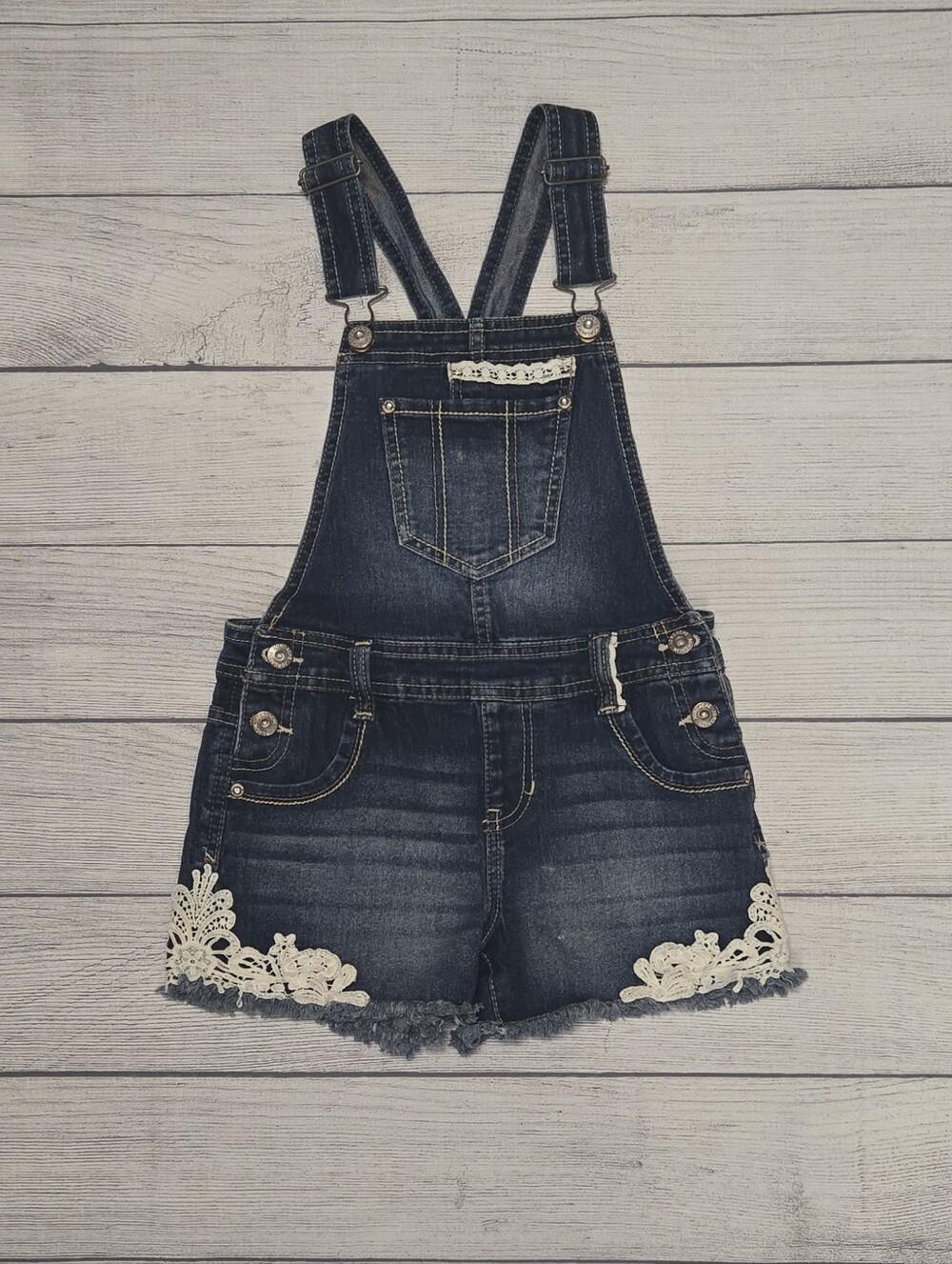 Jordache Blue Denim Overalls with Contrast Stitching